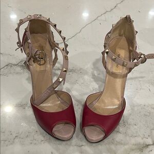 Valentino Red and tan Studded Women's Heels